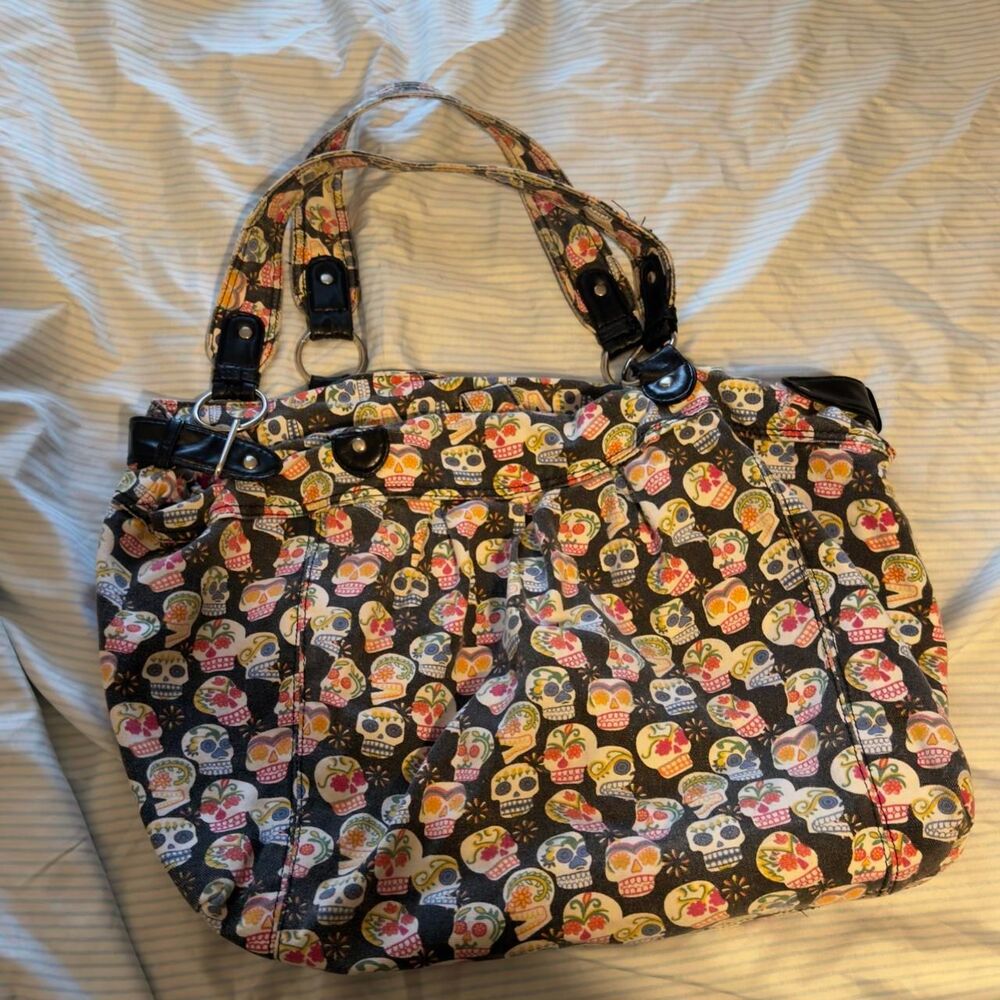 Sugar Skull Calaveras Print Canvas Tote Bag #goth #alternative